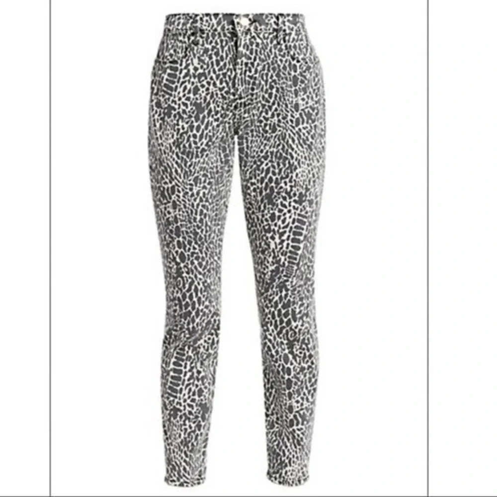 Frame Jeans Le High Skinny Abstract Animal Print Noir Multi Size 26 Y2K Work NEW